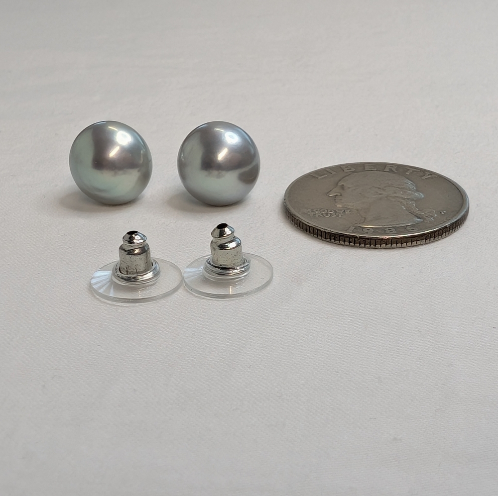 Vintage Genuine Pearl Chunky Stud Earrings - Picture 6 of 10